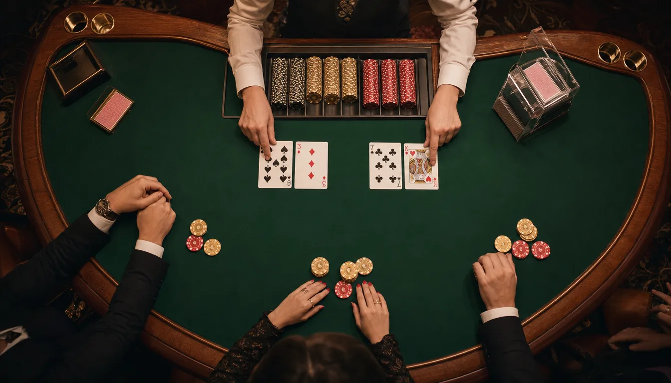Live baccarat table at EE9 Online Casino Malaysia with cards and chips