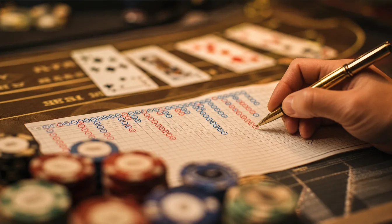 Baccarat winning formula betting layout showing banker and player odds comparison at EE9 Malaysia