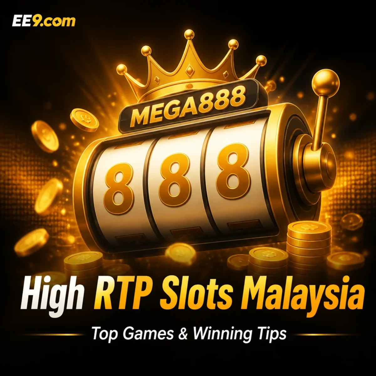 EE9 Mega888 golden slot machine displaying triple eights for best high RTP slots Malaysia guide