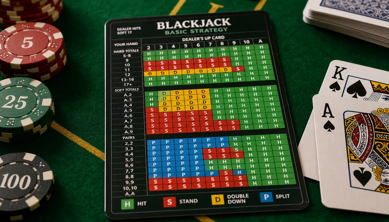 Blackjack basic strategy chart showing when to hit stand double or split at EE9 online casino Malaysia