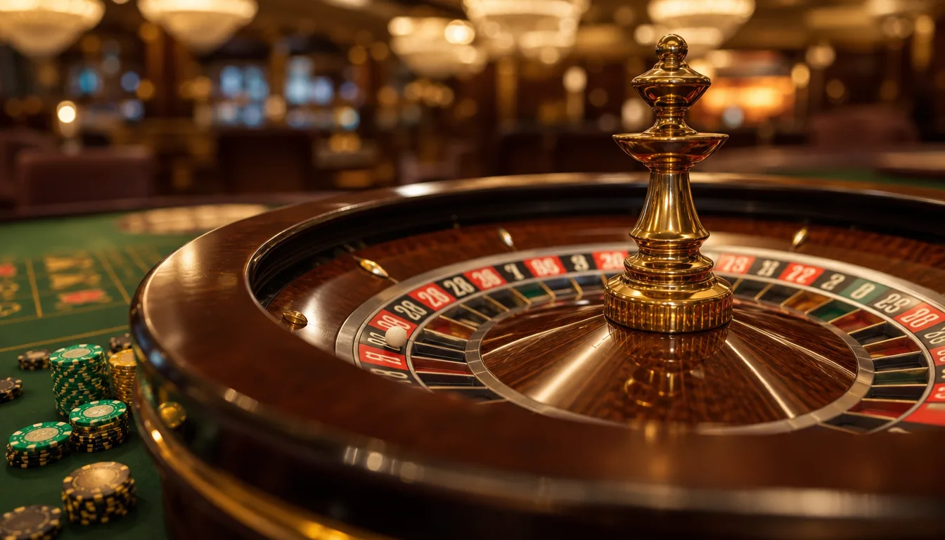 European roulette wheel close-up with ball spinning on red and black numbers at EE9 Online Casino Malaysia