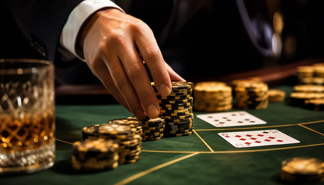 High roller placing casino chips on live casino table during VIP live casino malaysia session at EE9